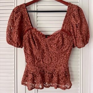 Haute Monde Terracotta Lace Blouse